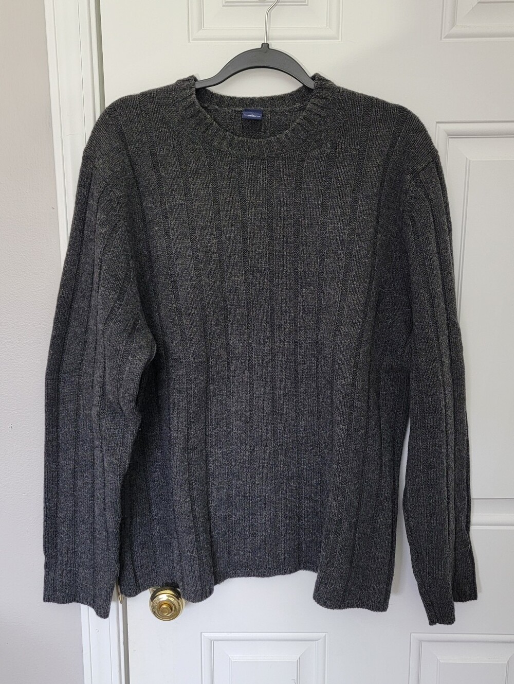 GAP Vintage Mens Gray Ribbed Knit Crewneck Pullover Sweater Lambswool Size Large